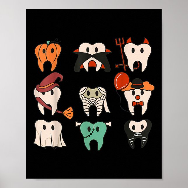 Halloween Teeth Spooky Halloween Dentist Quote Poster (Framsidan)