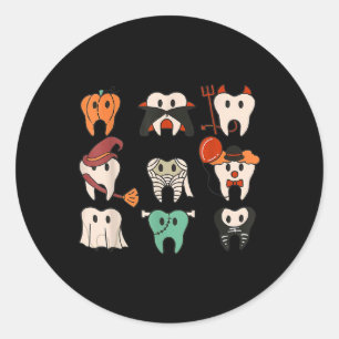 Halloween Teeth Spooky Halloween Dentist Quote Runt Klistermärke