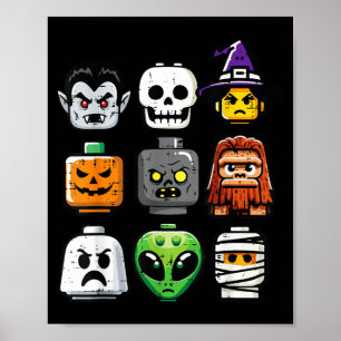 Halloween-tegel Pumpa Spökhuvuden Kostym Pojkar Poster