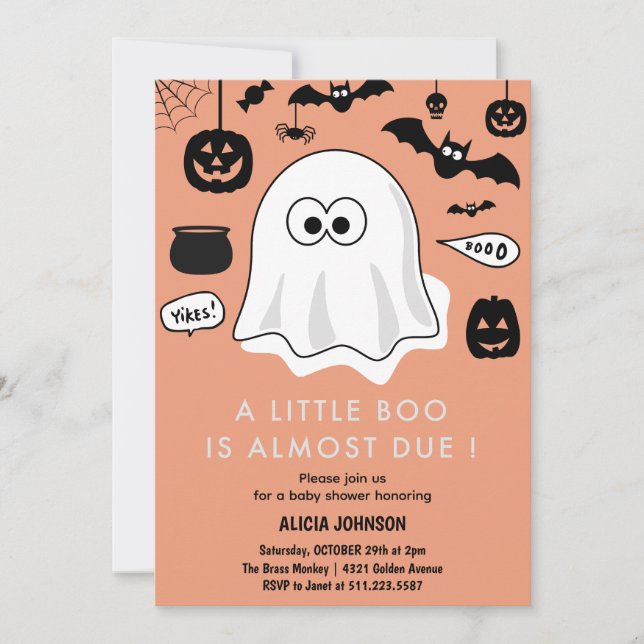 Halloween-tema Bebis Shower inbjudan Oktober (Framsida)