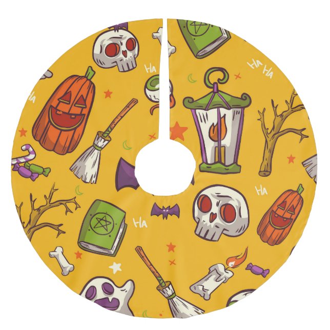 Halloween-tema: Flat Design Mönster. Julgransmatta Borstad Polyester (Framsidan)