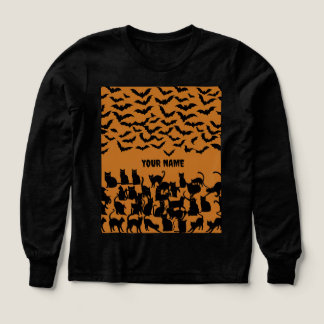 Halloween-tema för barn - svart katt och fladdermu t shirt