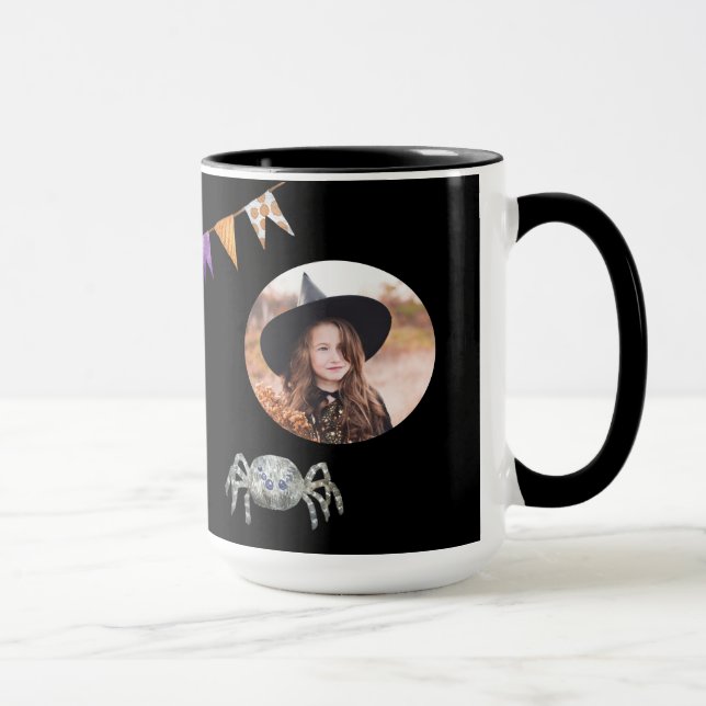 Halloween-tema Foto Slott Spindel Skräckinjagande  Mugg (Höger)