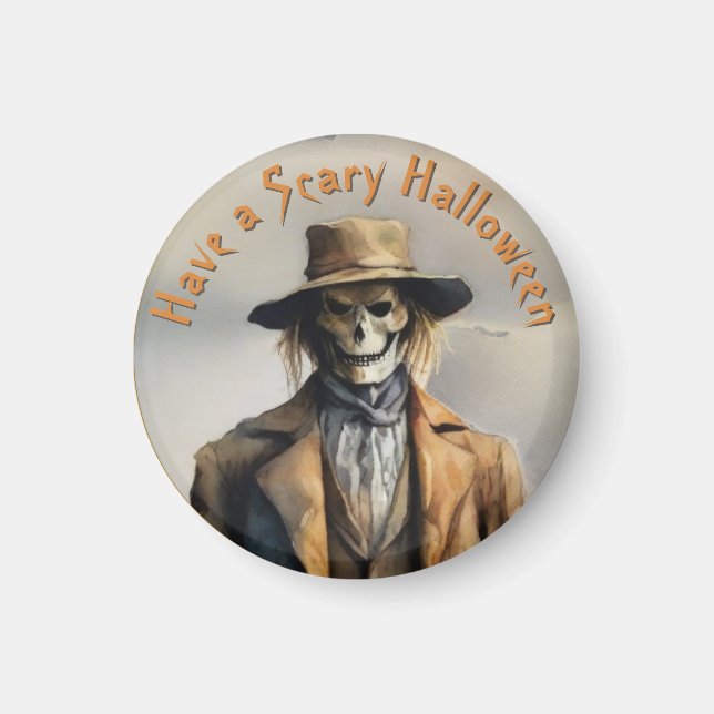 Halloween-tema - Scary Smiling Straw-Fågelskrämman Magnet (Framsidan)