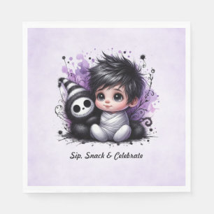 Halloween-temad babystölder - Lila Gothic Baby Pappersservett