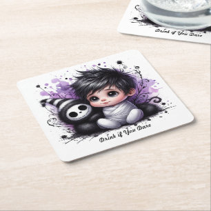 Halloween-temad babystölder - Lila Gothic Baby Underlägg Papper Kvadrat