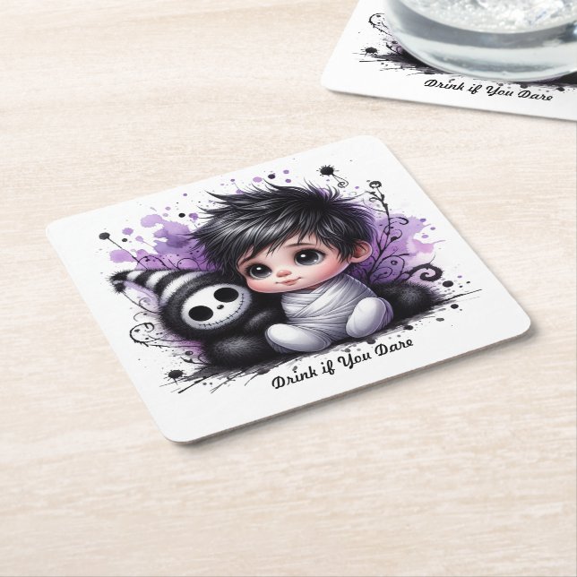 Halloween-temad babystölder - Lila Gothic Baby Underlägg Papper Kvadrat (Vinklad)