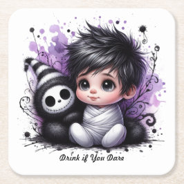 Halloween-temad babystölder - Lila Gothic Baby Underlägg Papper Kvadrat