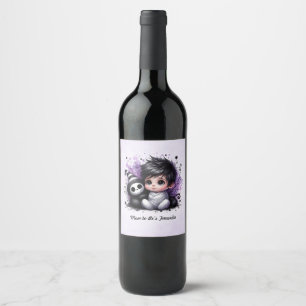 Halloween-temad babystölder - Lila Gothic Baby Vinflaska Etikett