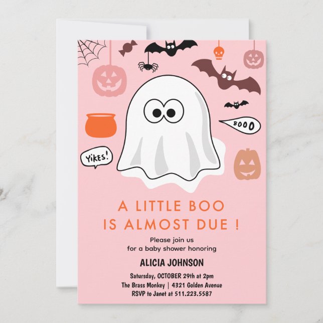 Halloween-temat Baby Shower-inbjudan Ghost Inbjudningar (Framsida)