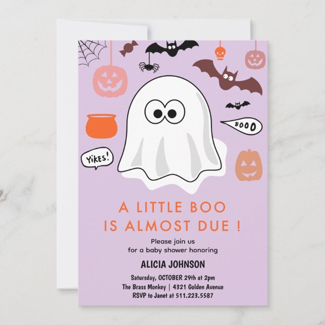 Halloween-temat Baby Shower-inbjudan liten boo Inbjudningar (Framsida)