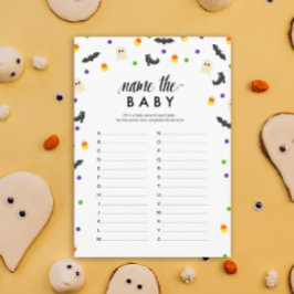 Halloween-temat namn, babyduschspelet program