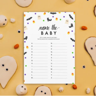 Halloween-temat namn, babyduschspelet program