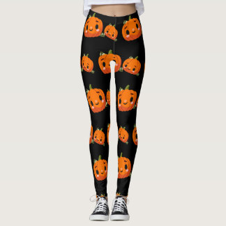 Halloween-temat pumpkin mönster leggings