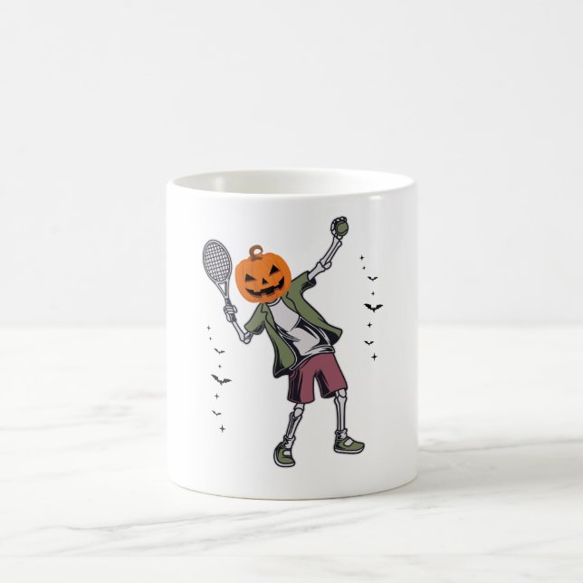 "Halloween Tennis Pumpkin Skeleton Mugg - Funny (Center)