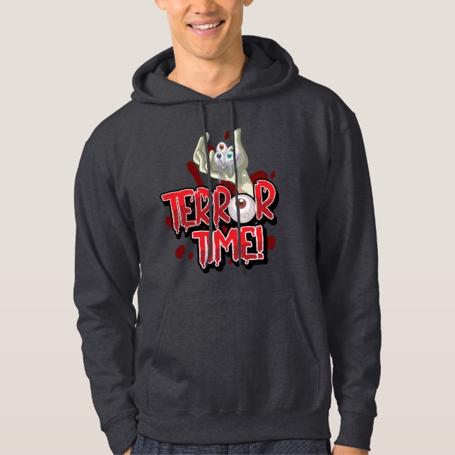 Halloween Terror Time Zombie Hand med Öga Hoodie (Framsida)