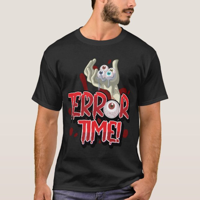 Halloween Terror Time Zombie Hand med Öga T Shirt (Framsida)