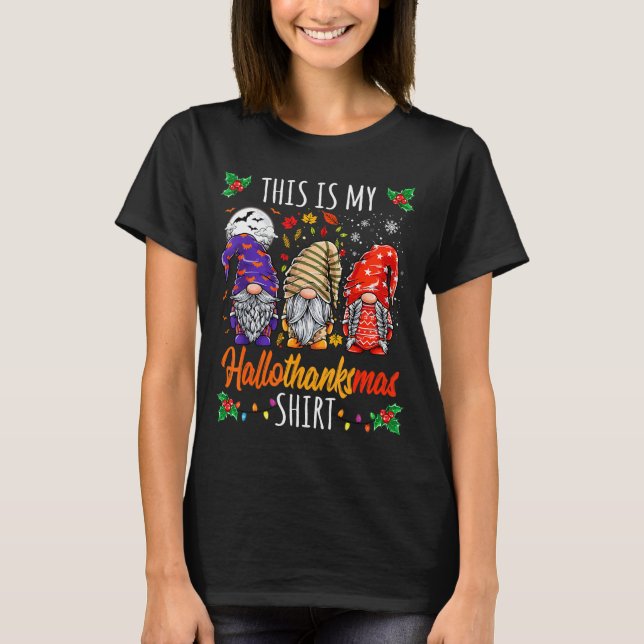 Halloween Thanksgiving Christmas Funny Hallothanks T Shirt (Framsida)