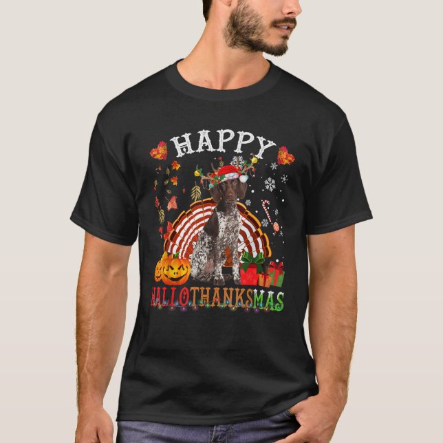 Halloween Thanksgiving Christmas German Shorthaire T Shirt (Framsida)