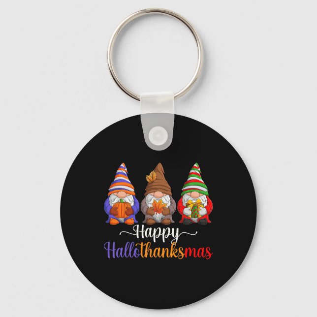 Halloween Thanksgiving Christmas Glad Hallothanks Nyckelring (Framsida)