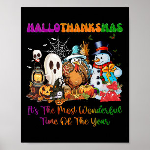 Halloween Thanksgiving Christmas Glad Hallothanks Poster
