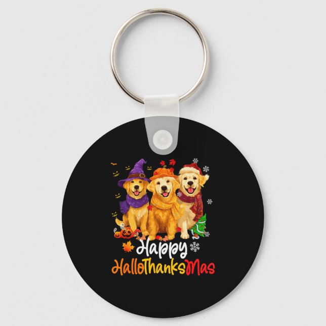 Halloween Thanksgiving Christmas Golden Retriever  Nyckelring (Framsida)