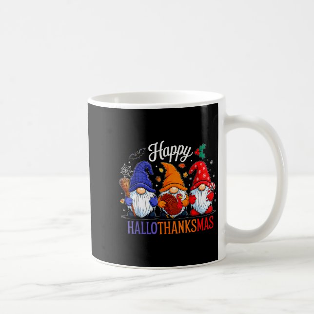 Halloween Thanksgiving Christmas Happy Hallothanks Kaffemugg (Höger)