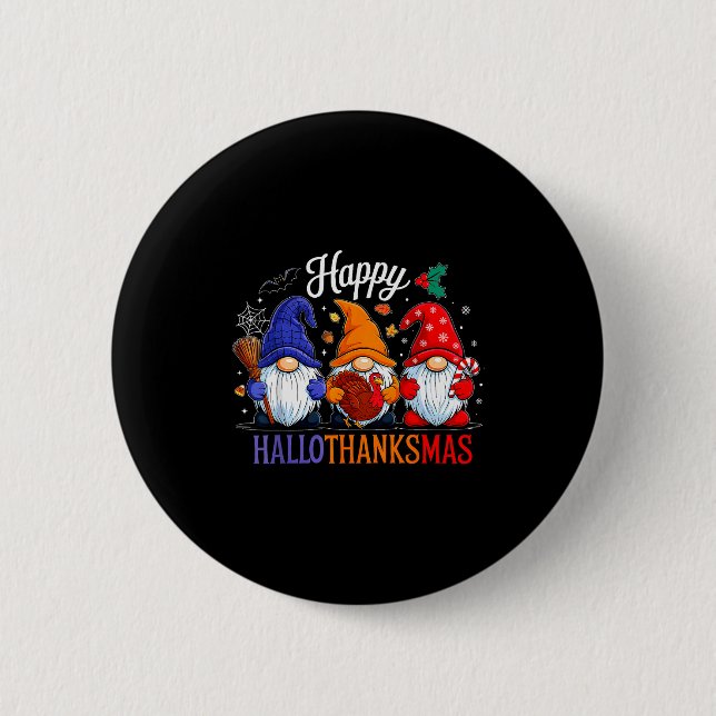 Halloween Thanksgiving Christmas Happy Hallothanks Knapp (Framsida)