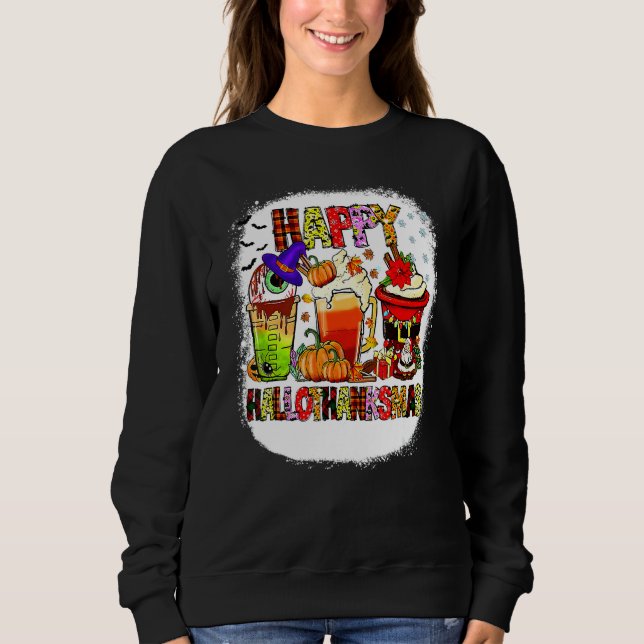 Halloween Thanksgiving Christmas Happy Hallothanks T Shirt (Framsida)