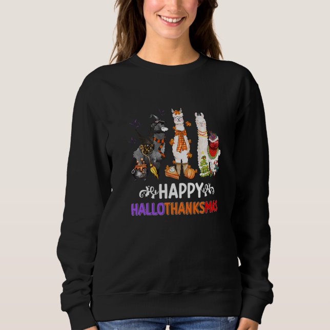 Halloween Thanksgiving Christmas Happy Hallothanks T Shirt (Framsida)