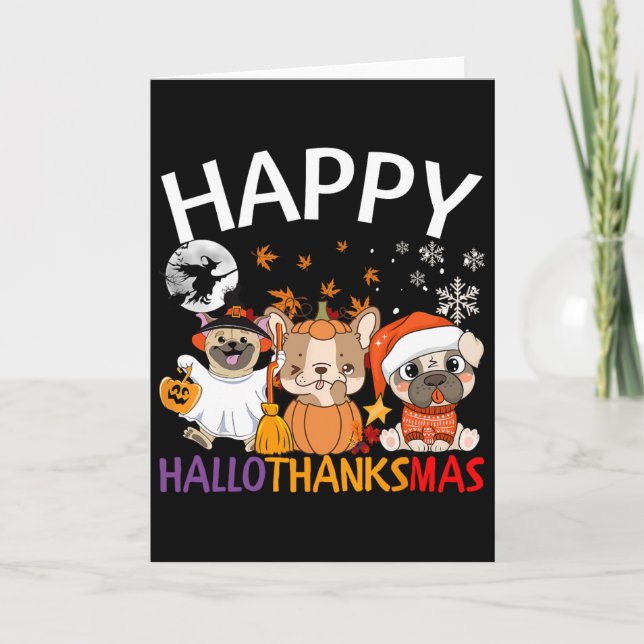 Halloween Thanksgiving Christmas Happy Halloween T Kort (Framsida)