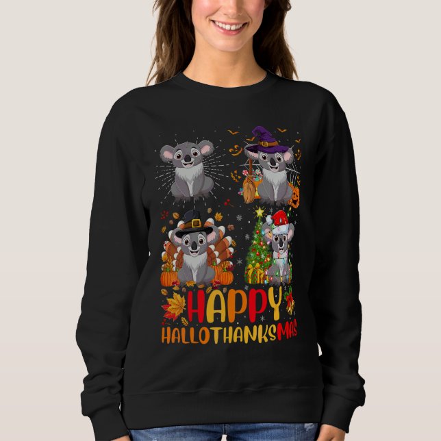 Halloween Thanksgiving Christmas Koala Hallothanks T Shirt (Framsida)