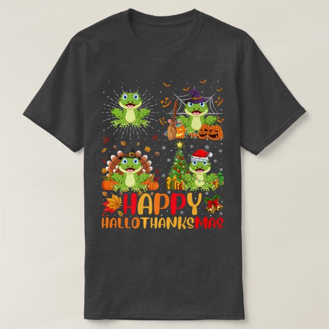 Halloween Thanksgiving Christmas Tree Frog Halloth T Shirt (Design framsida)