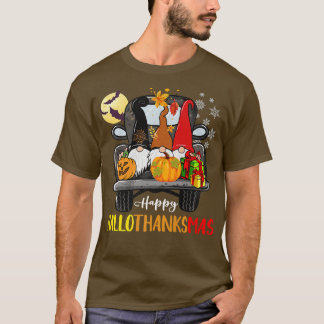 Halloween Thanksgiving Christmas Truck HalloThanks T Shirt