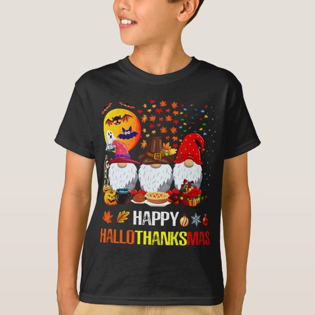 Halloween Thanksgiving God jul Lycklig Hallo T Shirt (Framsida)
