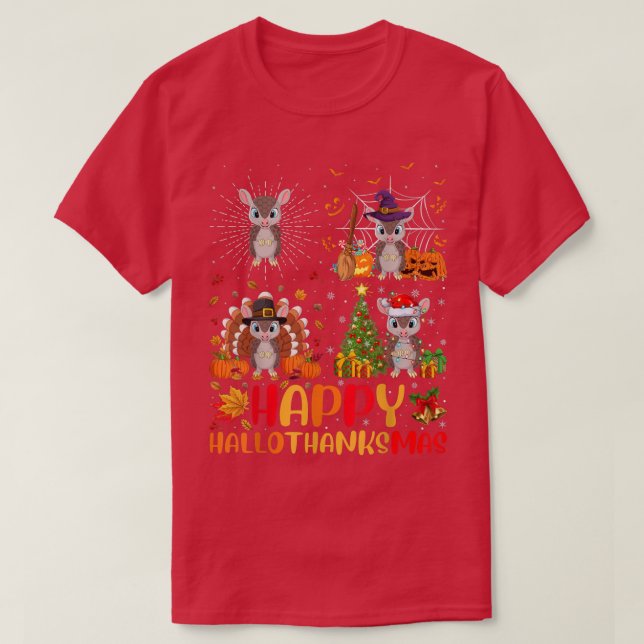 Halloween Thanksgiving jul Armadillo Halloth T Shirt (Design framsida)