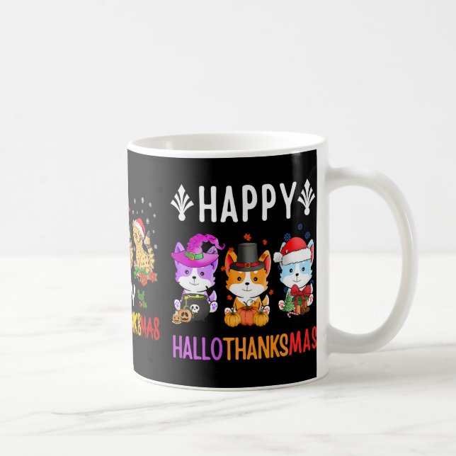 Halloween Thanksgiving jul Cheetah Cat Hallo Kaffemugg (Höger)