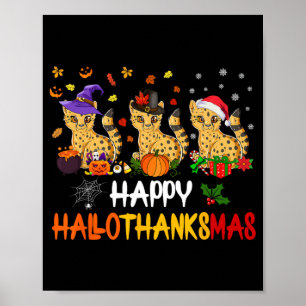 Halloween Thanksgiving jul Cheetah Cat Hallo Poster