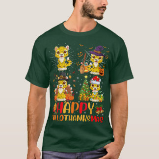 Halloween Thanksgiving jul Cheetah Hallothan T Shirt