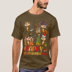 Halloween Thanksgiving jul Chipmunk Hallotha T Shirt