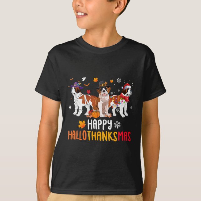 Halloween Thanksgiving jul Funny Saint Berna T Shirt (Framsida)