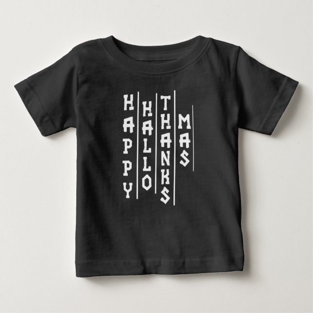 Halloween-Thanksgiving Jul Funny Typografi T Shirt (Framsida)