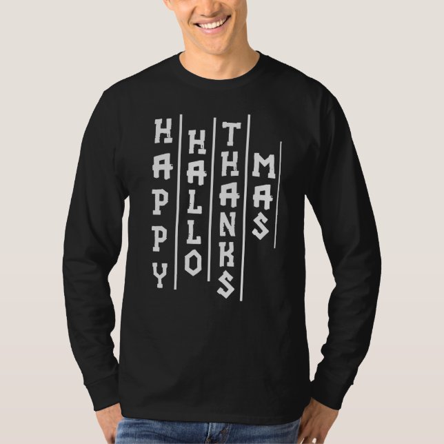 Halloween-Thanksgiving Jul Funny Typografi T Shirt (Framsida)