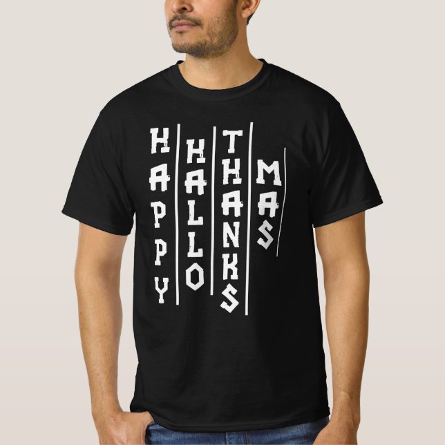 Halloween-Thanksgiving Jul Funny Typografi T Shirt (Framsida)
