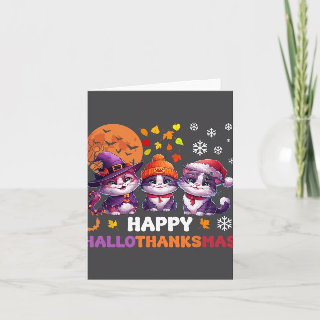 Halloween Thanksgiving jul Glad Hallothanks Kort (Framsida)