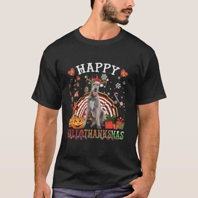 Halloween Thanksgiving jul Irish Wolfhound X T Shirt (Framsida)