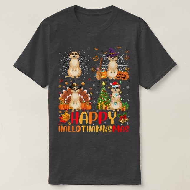 Halloween Thanksgiving jul Meerkat Hallothan T Shirt (Design framsida)