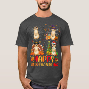 Halloween Thanksgiving jul Meerkat Hallothan T Shirt