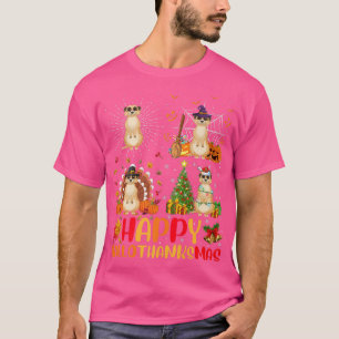 Halloween Thanksgiving jul Meerkat Hallothan T Shirt