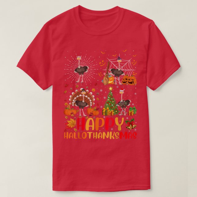 Halloween Thanksgiving jul: Ostrich Bird Hall T Shirt (Design framsida)